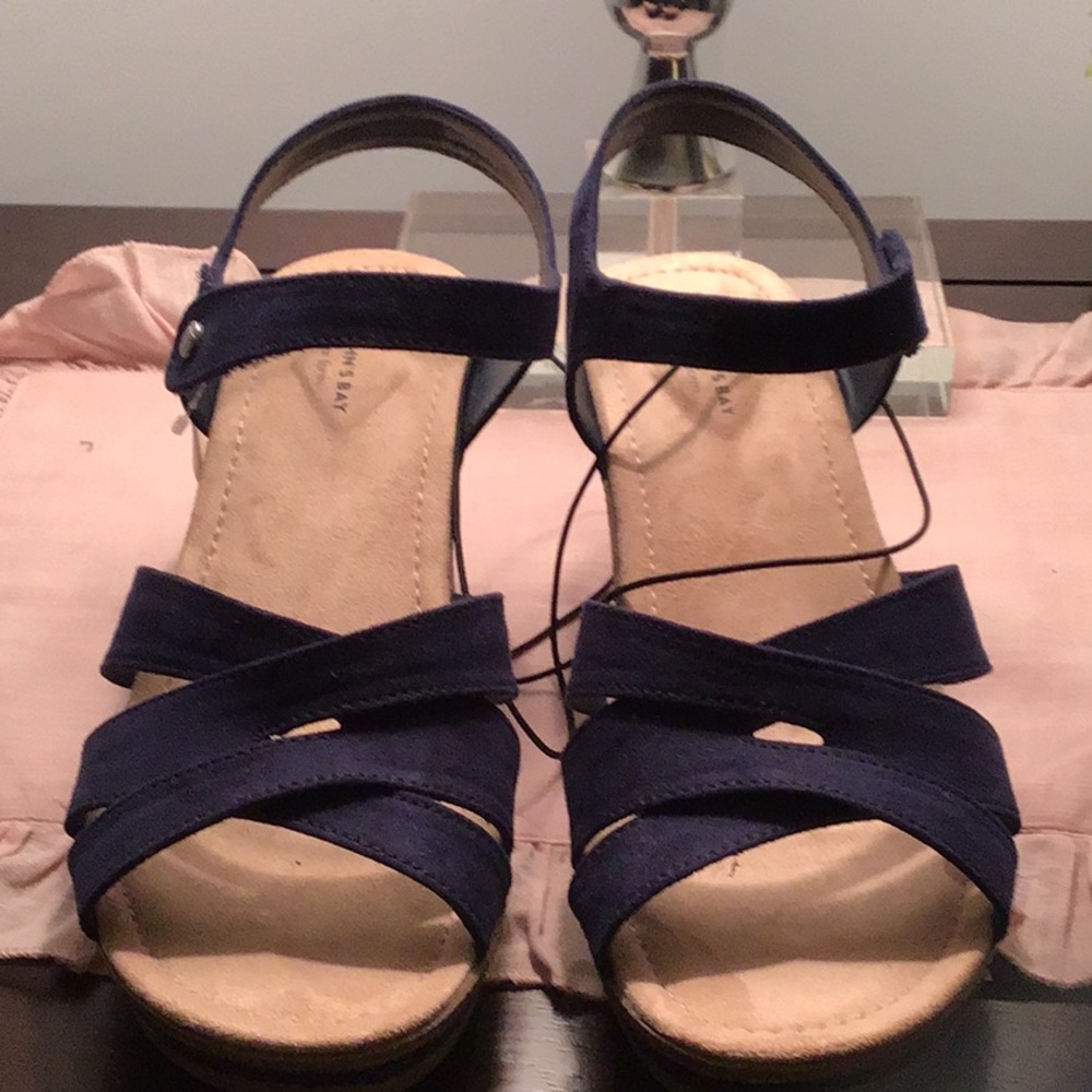 NWT Blue Suede platform sandals